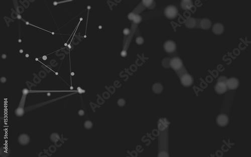 Fototapeta Naklejka Na Ścianę i Meble -  Abstract background. Molecules technology with polygonal shapes, connecting dots and lines. Connection structure. Big data visualization.