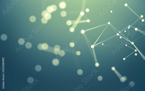 Fototapeta Naklejka Na Ścianę i Meble -  Abstract background. Molecules technology with polygonal shapes, connecting dots and lines. Connection structure. Big data visualization.