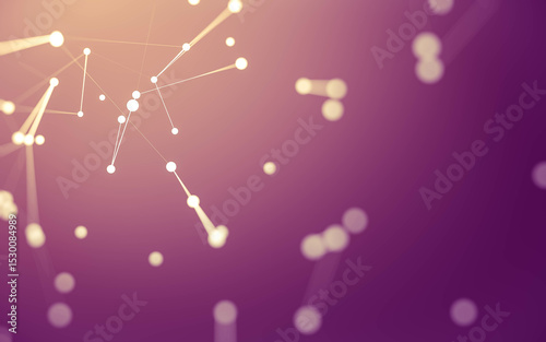 Fototapeta Naklejka Na Ścianę i Meble -  Abstract background. Molecules technology with polygonal shapes, connecting dots and lines. Connection structure. Big data visualization.