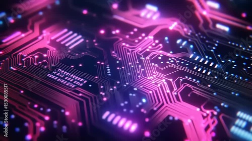 Neon Circuit Board: Abstract Technology Background
