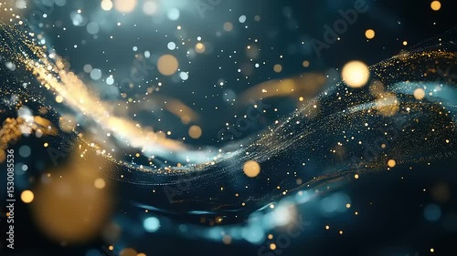 Abstract Gold and Blue Glitter Wave