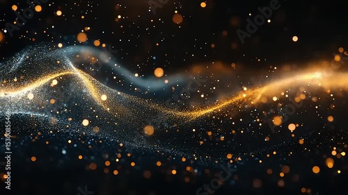 Abstract Golden and Silver Wave of Sparkling Dust