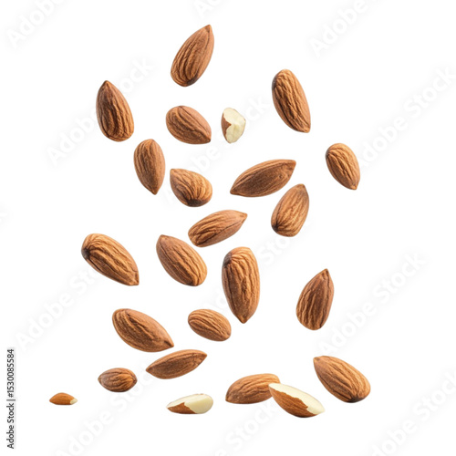 Wallpaper Mural Almonds falling against a colorful striped background  a healthy snack Torontodigital.ca