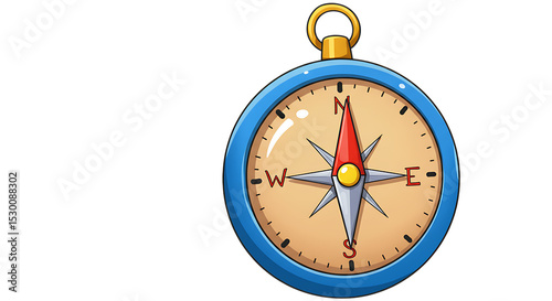 Cartoon compass illustration isolated on white background