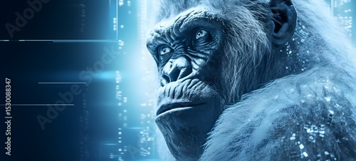 white gorilla in Delfts Blauw, ai generative