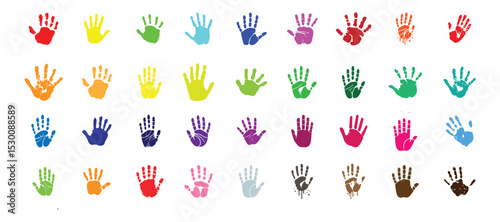 Colorful Handprints Background Delightful for Kids Education and Art Projects