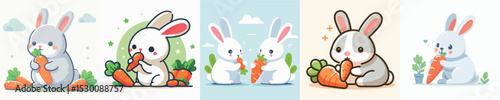 Vector of a rabbit eating a carrot