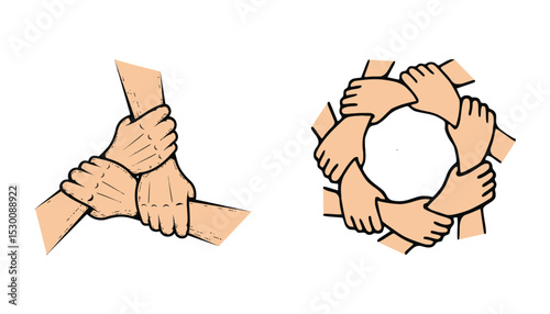 Teamwork Unity Collaboration Hands Graphic Design Illustration Partnership Support Group People Connected