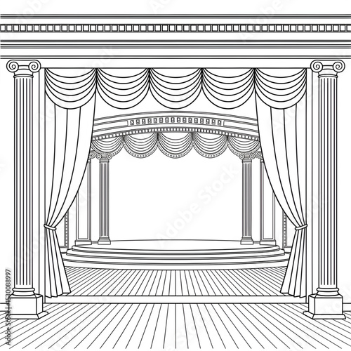 theater stage with curtains