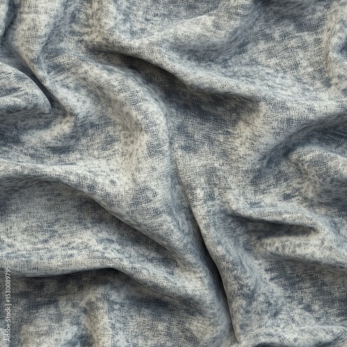 A highly detailed, seamless, and tileable texture of crumpled, textured fabric, with an abstract pattern in shades of blue, gray, and white, suggesting a distressed or worn appearance.