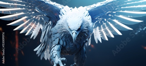 white griffin in Delfts Blauw, ai generative