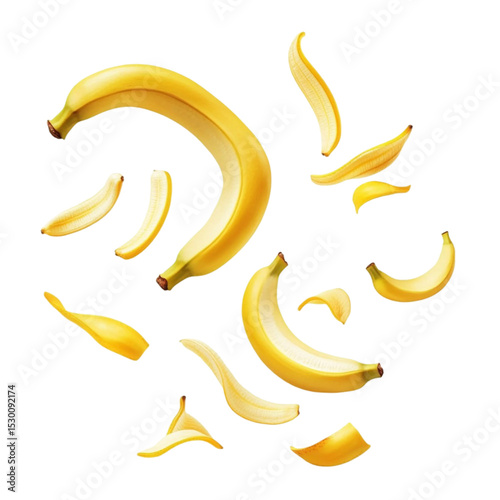 Bananas abstract art vibrant yellow fruit design yellow stripes