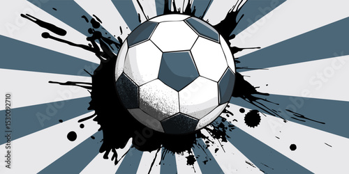 Soccer ball with splashes of inkSoccer ball with splashes of ink. vector Illustration