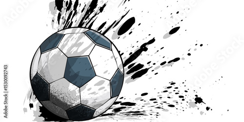 high quality isolated soccer ball. ink splash illustration
