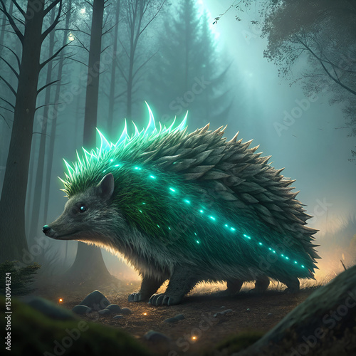hedgehog on black background