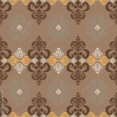 Seamless Vintage Pattern – Elegant Ornamental Design in Classic Tones ideal for luxury home decor, wallpaper, textile prints, ceramic tiles, and digital backgrounds.