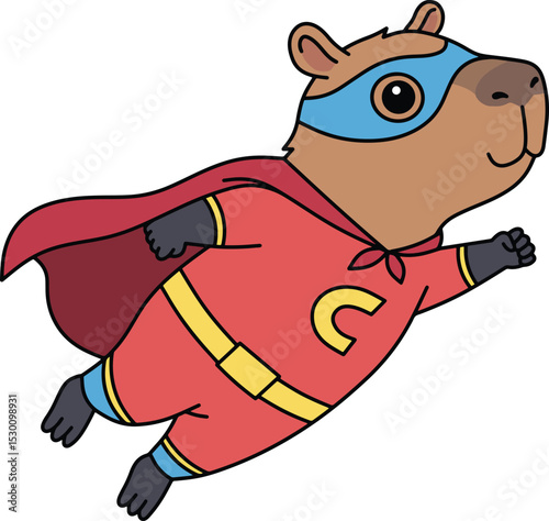 Superhero Capybara Soaring Through the Air