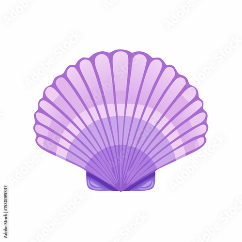 Watercolor illustration of purple Seashell for childish greeting cards or baby invitations. Art of Sea Shell for nursery wall art. Drawing of Scallop on isolated background.