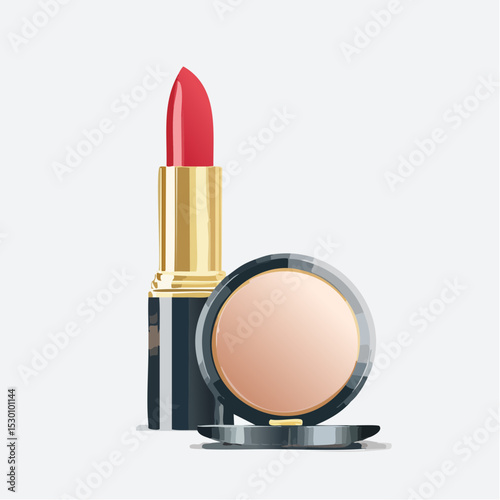 Stylish vector of cosmetic products with clean lines and branding space.