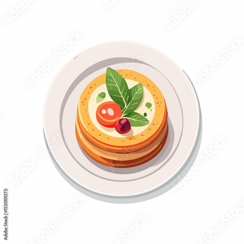 Upscale vector of gourmet food plating with clear space for branding text.
