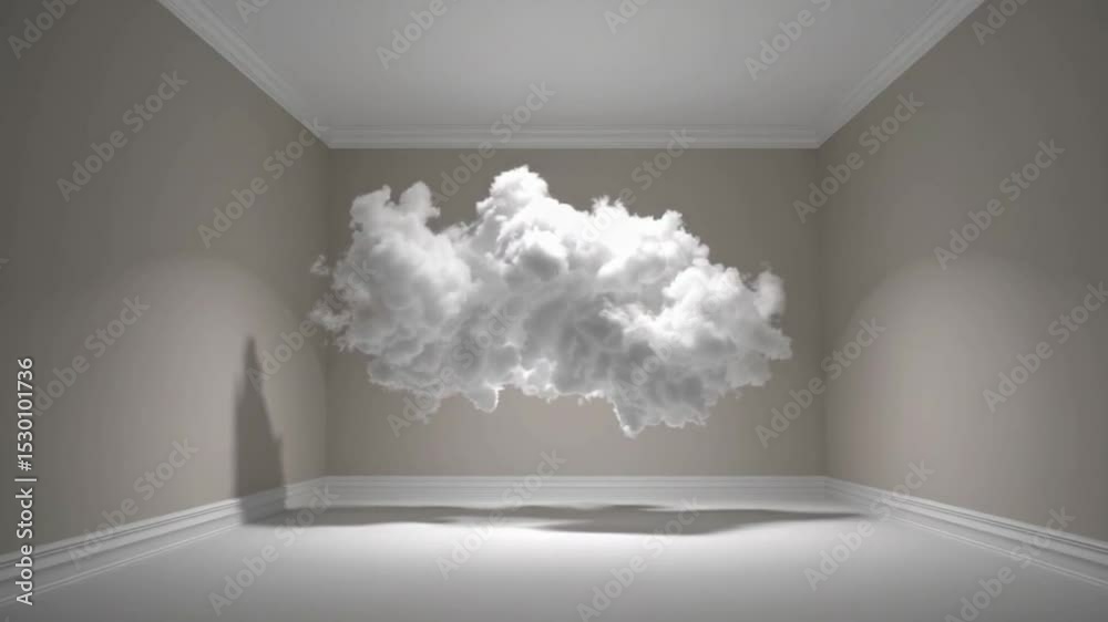 Floating Cloud Inside Minimalist Room Interior