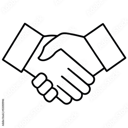 Simple flat handshake icon business deal agreement symbol isolated on white background