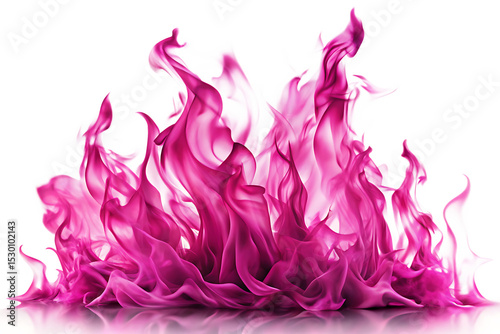 Pink and Purple Fire Flames – Isolated on White Background – Transparent PNG – AI Generated