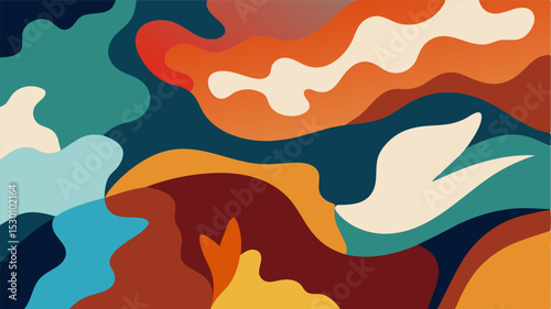 An abstract painting with layers of different textures and colors visualizing the complexity of memories and how they can be triggered through artistic expression.. Vector illustration