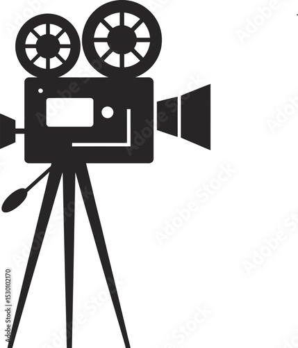 Vintage Movie Camera Vector Art - Retro Film Projector Icon