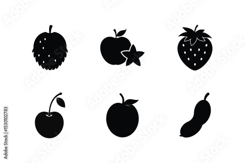 Silhouette collection of fruits in clean and bold graphic style vector illustration.