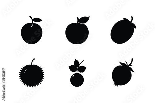 Various fruit silhouettes in strong visual design set format vector illustration.
