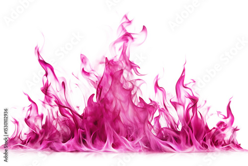 Pink and Purple Fire Flames – Isolated on White Background – Transparent PNG – AI Generated