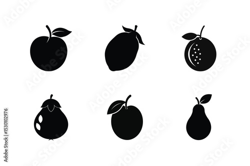 Orchard produce silhouette set for decorative and label design vector illustration.