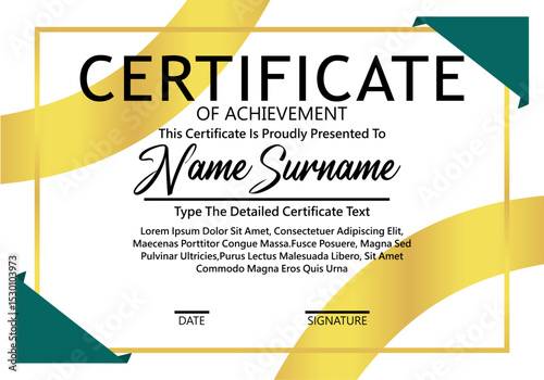 Elegant certificate template. Modern diploma award border design. Vector illustration