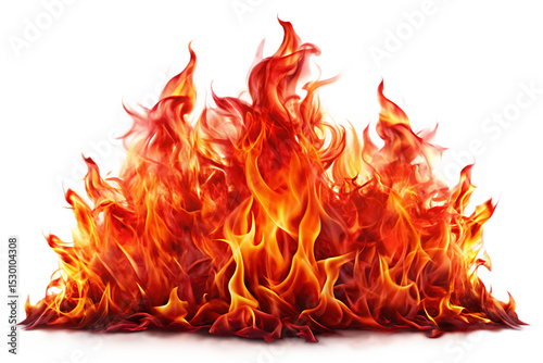 Realistic Fire Flames – Isolated on White Background – Transparent PNG – AI Generated
