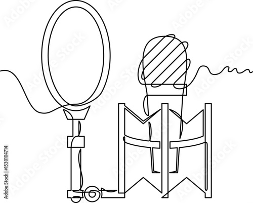 one line art Condenser Microphone vector illustration. line art, one continuous line, simple, hand drawn and sketch style. for icons, symbols, signs or logos. PNG