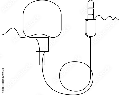 one line art Lavalier Microphone vector illustration. line art, one continuous line, simple, hand drawn and sketch style. for icons, symbols, signs or logos. PNG