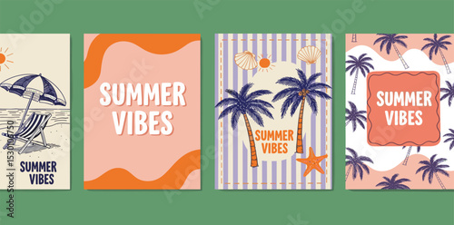 summer, vacation, sea, beach, poster, card, tropical, dolce vita, abstract, advertising, art, background, beach chair, birthday, cartoon, collection, cover, decor, decoration, doodle, drawing, element