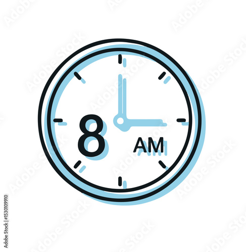 A Simple Illustration of a clock at 8 AM.