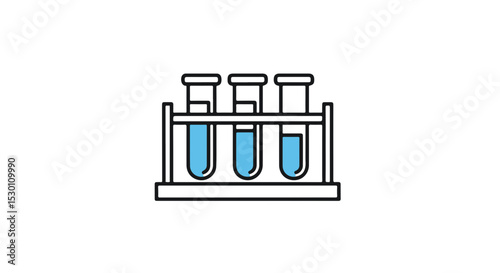 Three test tubes filled with a blue liquid in a laboratory rack.
