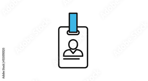 A simplistic ID badge with an illustrated person.