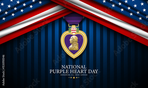 National Purple Heart Day August 7 Background Vector Illustration