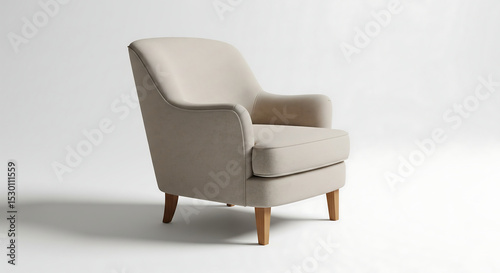 A modern beige armchair mockup on white, great for furniture or interior branding visuals photo