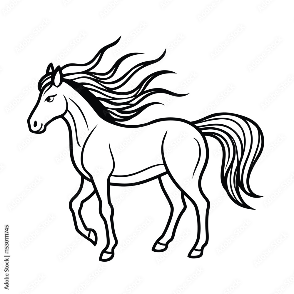 Obraz premium Wind-inspired horse mane vector illustration