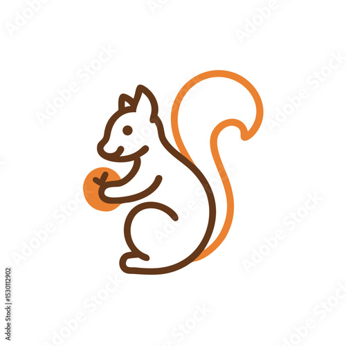Abstract squirrel logo holding a nut in flat style vector illustration