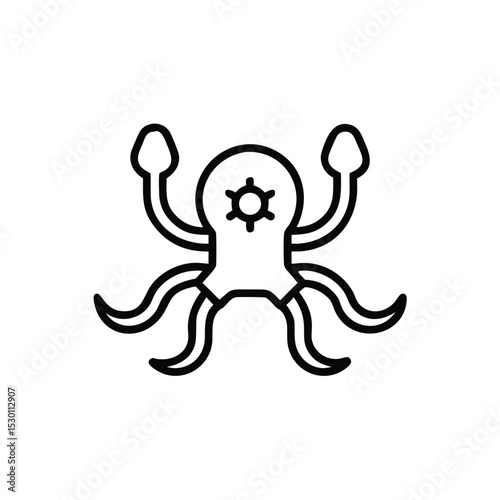Robotic octopus logo with mechanical tentacle design vector illustration