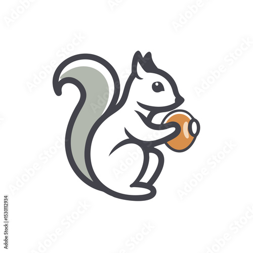 Stylized squirrel logo in modern minimal concept vector illustration