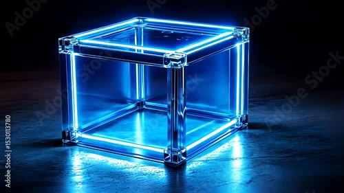 Glowing Blue Display Box with Lights