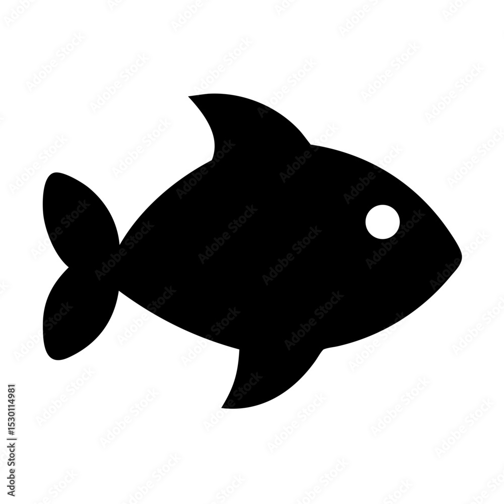 Obraz premium Black Fish Silhouette Icon Representing Aquatic Life in a Minimalist Design for Various Applications