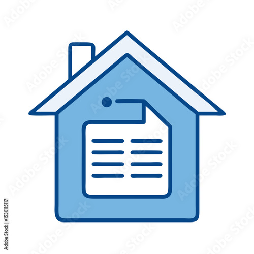 Modern Home Icon With Document Symbol Representing Real Estate and Property Management
